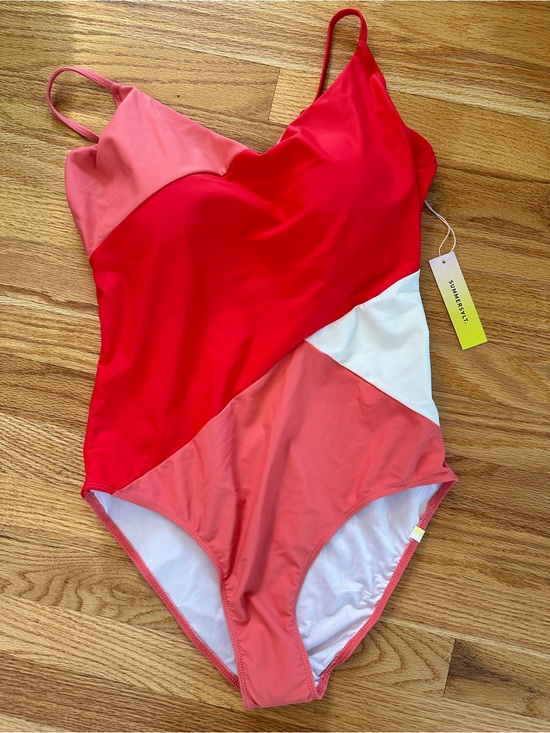 summersalt Other - summersalt Marina Colorblock Red, Coral Pink & White One-Piece Swimsuit